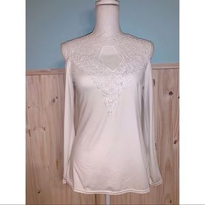 White long sleeve lace top